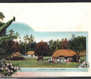 TONGA Stationery ILLUSTRATED Postcard Nukuʻalofa *Native Village* PPC MA588