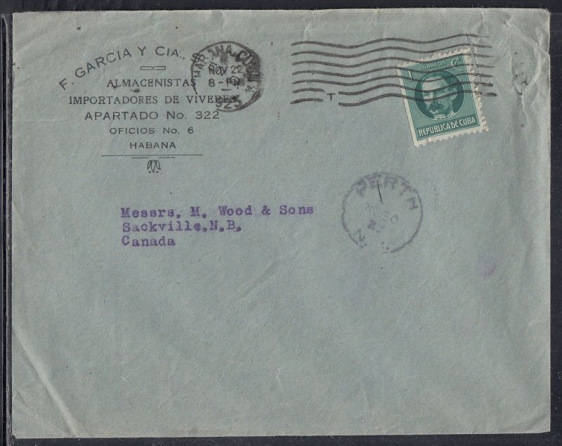 1Cuba - Nov 22, 1923 Advertising Cover to Canada