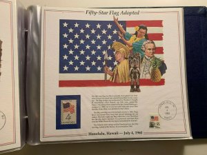 the history of American stamp panel: Fifty-Star Flag Adopted