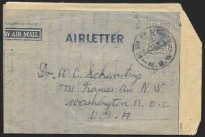 AUSTRALIA Aerogramme 7d King 1949 Sydney cancel to USA!