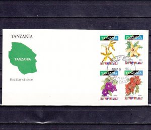 Tanzania, Scott cat. 1036, 38,44,46. Orchids  & Flowers PT.1. First day cover. ^