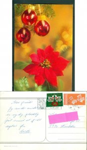 Denmark. Christmas Card.1989 Seal + 320 Ore. Christmas Flower, Deco. Horsholm.