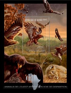 GUINEA - 2012 -Endangered Birds in W. Africa-Perf Souv Sheet-Mint Never Hinged