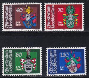 Liechtenstein # 704-707, Baliff Arms, NH, 1/2 Cat.