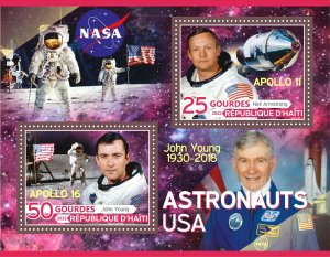 Stamps. Space Astronauts USA_ 2022 Haiti 1+1 sheets perforated