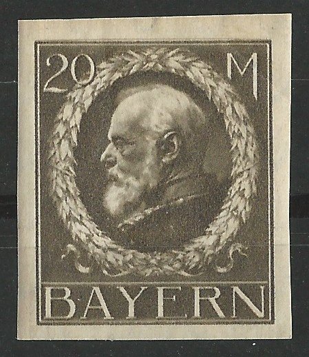 Bavaria # 135  Ludwig III - imperf. - 20M    (1) Unused