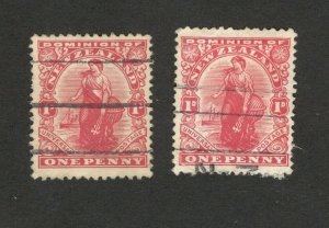 NEW ZEALAND - 2 USED STAMPS 1d - DOMINION