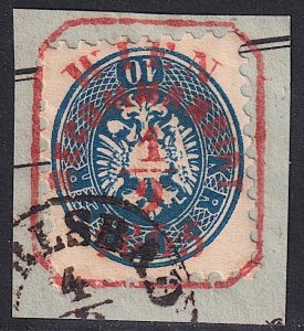 Austria - 1864 - Scott #25 - used on piece - s.o.n. red WIEN RECOMMANDIRT pmk