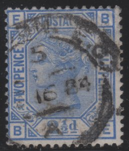 82 SG157 Plate 23  2 1/2d Blue B-E