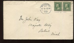 392 COIL PAIR ON COVER EARLIEST DOCUMENTED USE DEC 16 1910 WITH APS CERT EDU