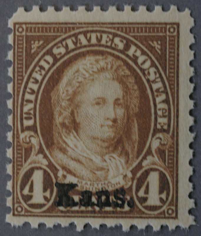 United States #662 4 Cent Martha Washington Kans Overprint MNH