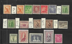 AUSTRALIA SCOTT #166-179 1937-46 GEORGE VI SET- SOME PERF VARIATIONS- MINT NH