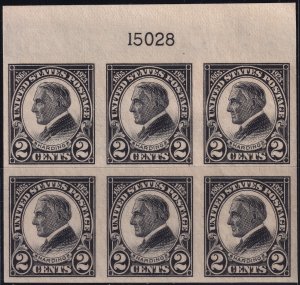 #611 Mint NH, VF, Plate number block of 6 (CV $90) (CV $9 - ID42498) - Joseph...