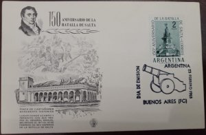 D)1963, ARGENTINA, FIRST DAY COVER, ISSUE, 150° ANNIVERSARY OF THE BATTLE OF