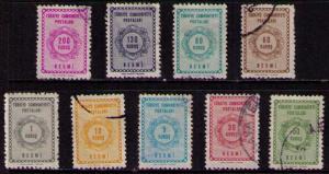 TURKEY Sc# O89 - O97 USED FVF Set9 Numeric Values