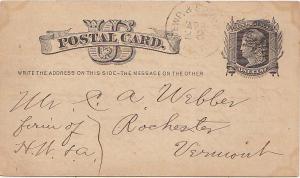 United States U.S. R.P.O.'sp.  & Spring. Agt. 1877 35-K-1  Postal Card.