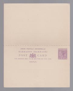Mint Unused Barbados Postal Stationery Dual Reply Postcard # 5a