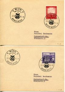 GERMANY Vienna Fair Commemorate SC# B198 B199 Special Cancellation Covers 1941