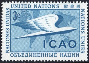 SC#31 3¢ United Nations:  International Civil Aviation Organization (1955) MNH