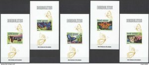 Lx007 Imperf 2016 Guinea-Bissau Butterflies Fauna !!! Uv Cardboard 5Bl Mnh