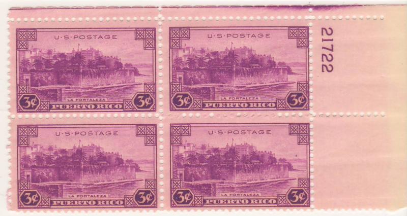 801: Puerto Rico - Plate Block - MNH - 21722-UR