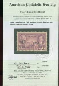 Scott 776S VarTexas Centennial Specimen Stamp w/ APEX Cert (776-APS 1)