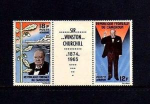 CAMEROUN - 1965 - SIR WINSTON CHURCHILL - BATTLESHIP - WW II + 2 X MINT + LABEL!