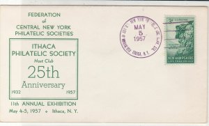 U.S. 1957 ITHACA Philatelic Society 25th Anni. Illust Mountain Stamp Cover 37665