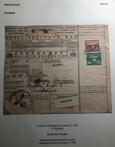 1942 Lunteren Netherlands Parcel receipt Cover To Uerdingen Germany