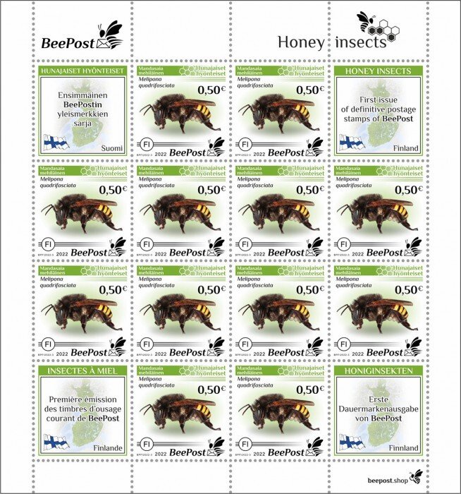 BEEPOST FINLAND - 2022 - Honey Insects - Perf Souv Sheet - M N H - Private Issue