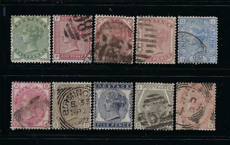 GREAT BRITAIN SCOTT #78-87 1880-81 COMPLETE SET WMK 30 (IMPERIAL CROWN)   - USED