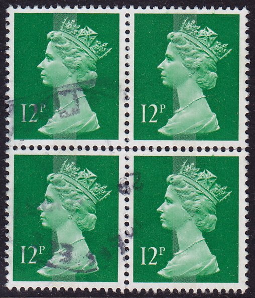 GB - 1985 - Scott #MH79 - used block of 4 - Machin Head