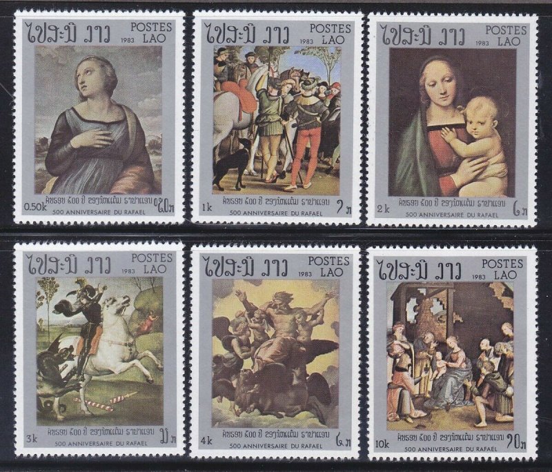 Laos 442-47 MNH 1983 Paintings by Raphael Full Set Very Fine