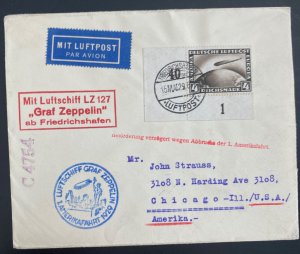 1929 Germany Graf Zeppelin LZ 127 Flight Cover to Chicago IL USA Sc#C37