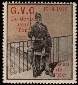 1914 WW One France Delandre Poster Stamp G.V.C. Duty Above All (Eastern Network)