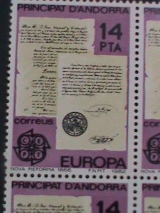 ​ANDORRA-SPAIN-1982 SC#143 NEW REFORMS 1866  -MNH BLOCK OF 4-VERY FINE