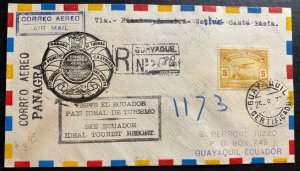 1930 Guayaquil Ecuador First Flight Airmail Cover FFC To Castries St Lucia