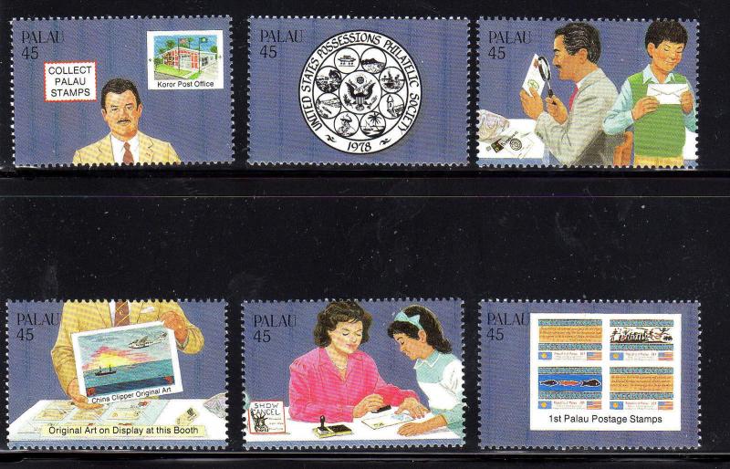 PALAU  #197a-f  1988  U.S POSSESSION PHILATELIC SOCIETY  MINT  VF NH  O.G