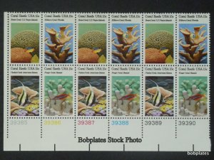 BOBPLATES #1827-30 Coral Reefs Lower Right Plate Block F-VF MNH Cylinder Flaw