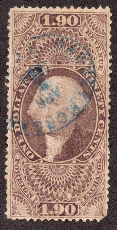 US #R80c One Dollar Ninety Foreign Exch Revenue Stamp *Minor Fault* ~jm-1086