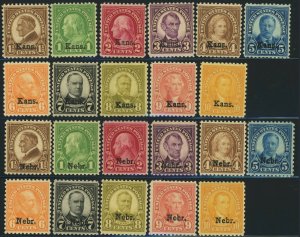 USA #658-668 Kansas #669-679 Nebraska Postage Stamp Collection 1929 Mint LH NH