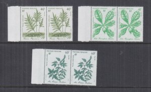 FRENCH POLYNESIA, 1986 Medicinal Plants set of 3, marginal pairs, mnh.