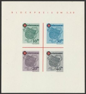 GERMANY - ALLIED OCCUP ZONES French Zone - Wurttemberg 1949 Red Cross M/Sheet.