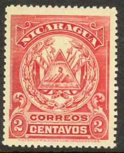 NICARAGUA 1907 2c WATERLOW Imprint Coat of Arms Issue Sc 203 MH