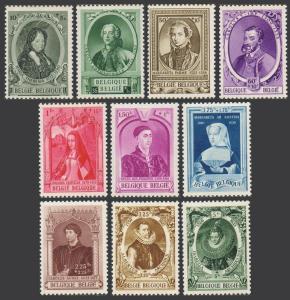 Belgium B293-B302,B302A,hinged.Mi 569-578,Bl.17. European Monarchs.1941-1942.