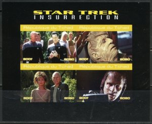 CHAD 2020 STAR TREK INSURRECTION  IMPERF SHEET OF FOUR MINT NH