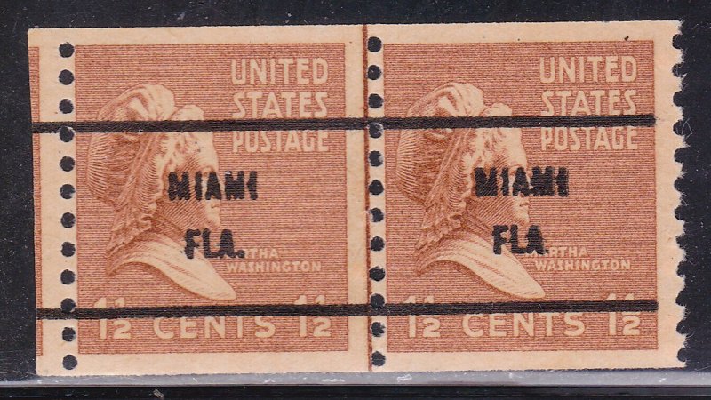 Precancel - Miami, FL PSS 840-61 Coil Line Pair - No Gum