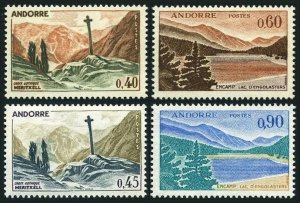 Andorra Fr 165-166A, hinged. Scenic 1965-1971. Gothic Cross.Pond of Engolasters.