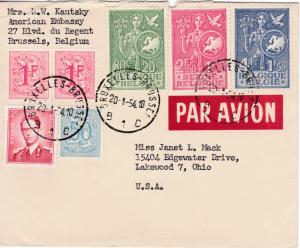 Belgium 1954 Semi-Postal European Youth complete (3) on Cover EUROPA