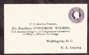 Us Type U93 Woodrow Wilson Preprinted Cover Unused